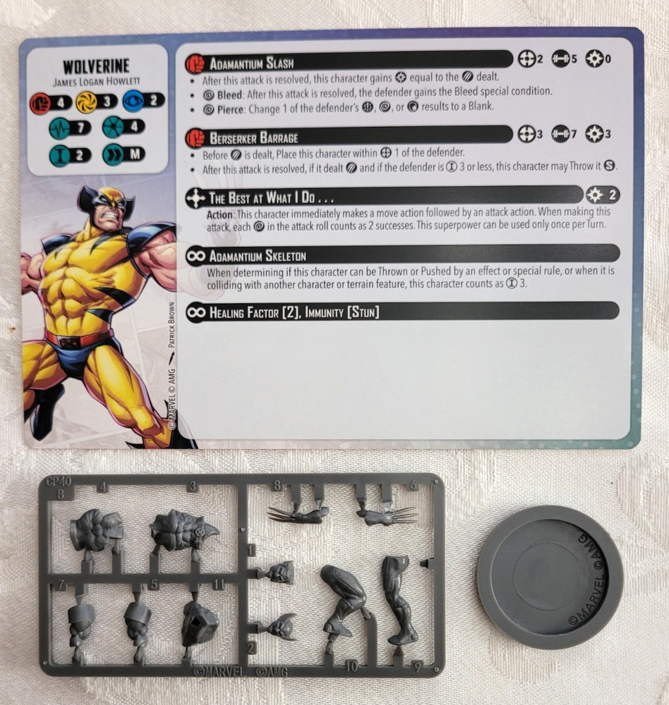 Marvel Crisis Protocol: Wolverine model, character card, base X-Men Starter Set