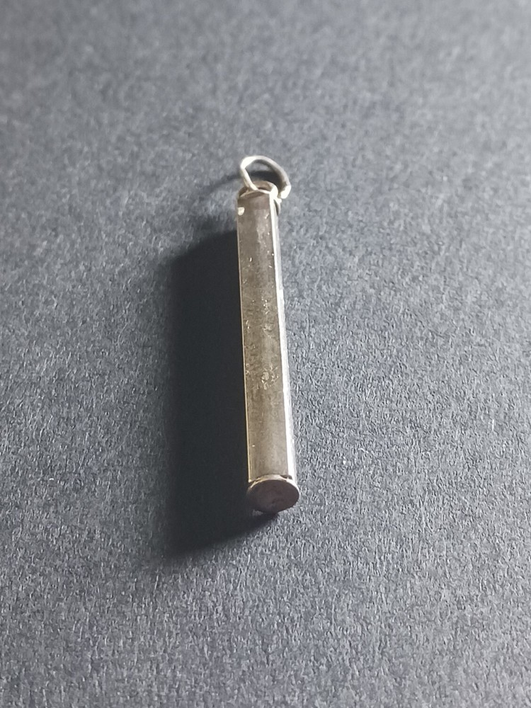 Vtg Sterling Silver Vertical Rectangular 1.75" Bar Pendant Minimalist