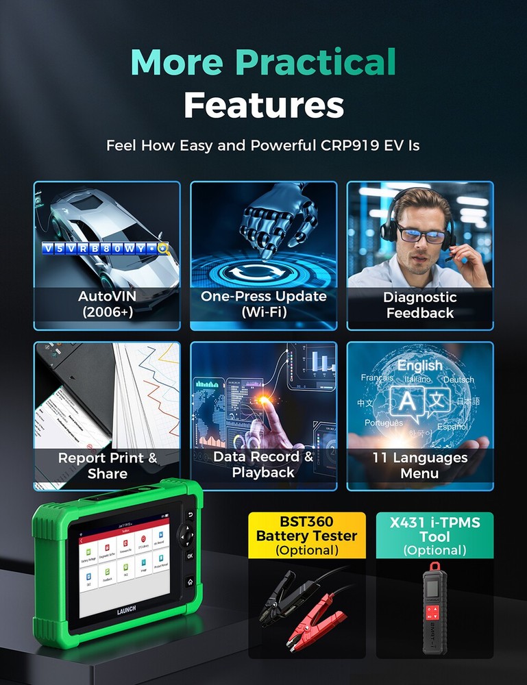 2026 LAUNCH X431 CRP919 EV Electric Car Diagnostic Scanner All System ECU Coding