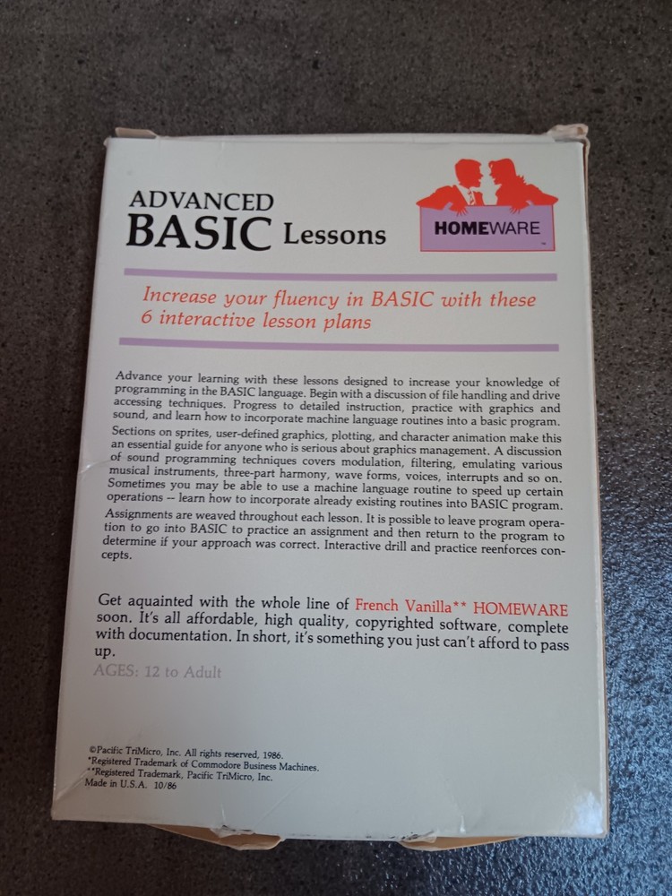 Commodore 64 Advanced Basic Lessons Computer Software Tested/Works