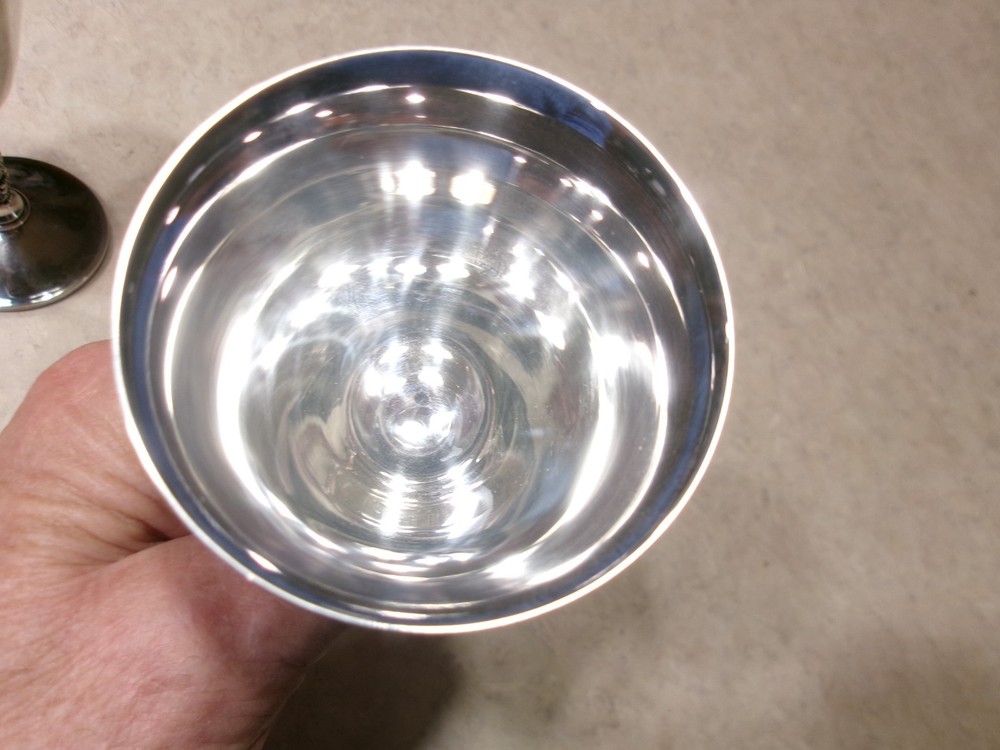 2 - Vintage Silver-Plated Wine Goblet Stemware-Spain-Twisted Grapevine Stem