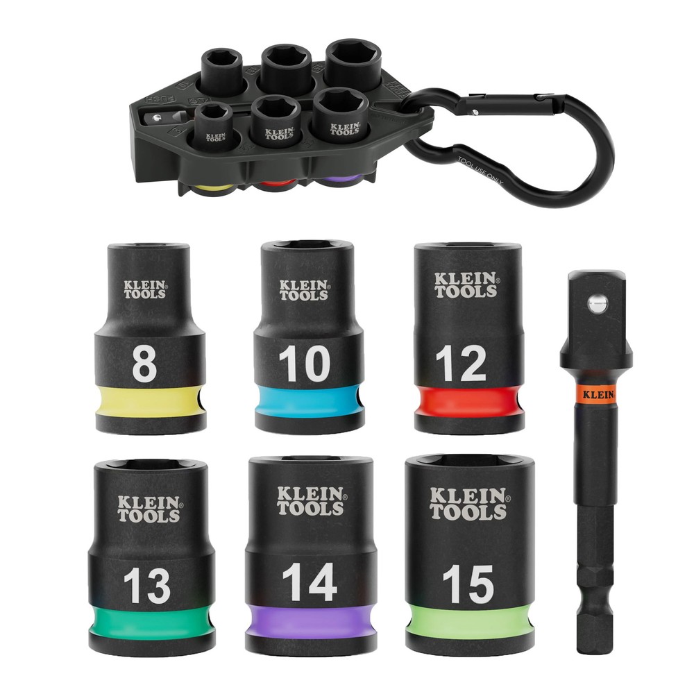 Klein Tools 33808M Grab-And-Go Impact Socket Set, Metric, 7 Pc.