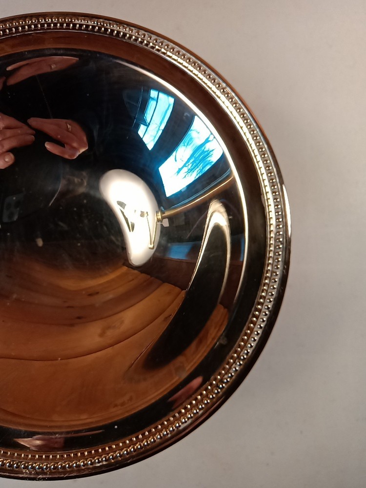 Vintage Jefferson Oneida Silverplate Compote Beaded Edge Trim With Original Box