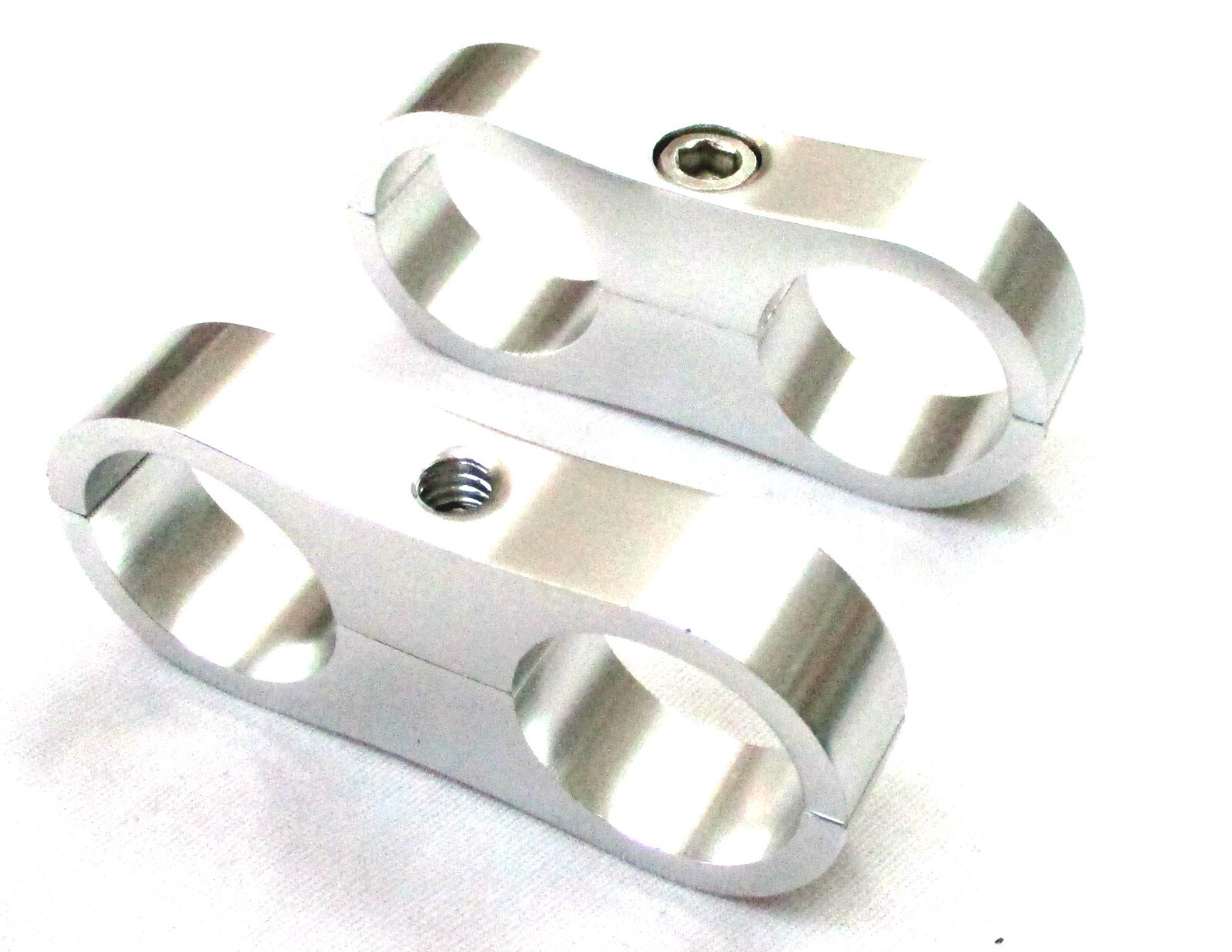 BILLET ALUMINUM DUAL HOSE SEPARATR 1 & 1/16" i.d.SIMCHROME POLISHED SILVER 2 PK