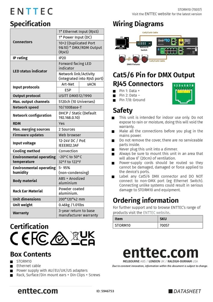 ENTTEC Storm 10 10-port Ethernet to DMX Interface