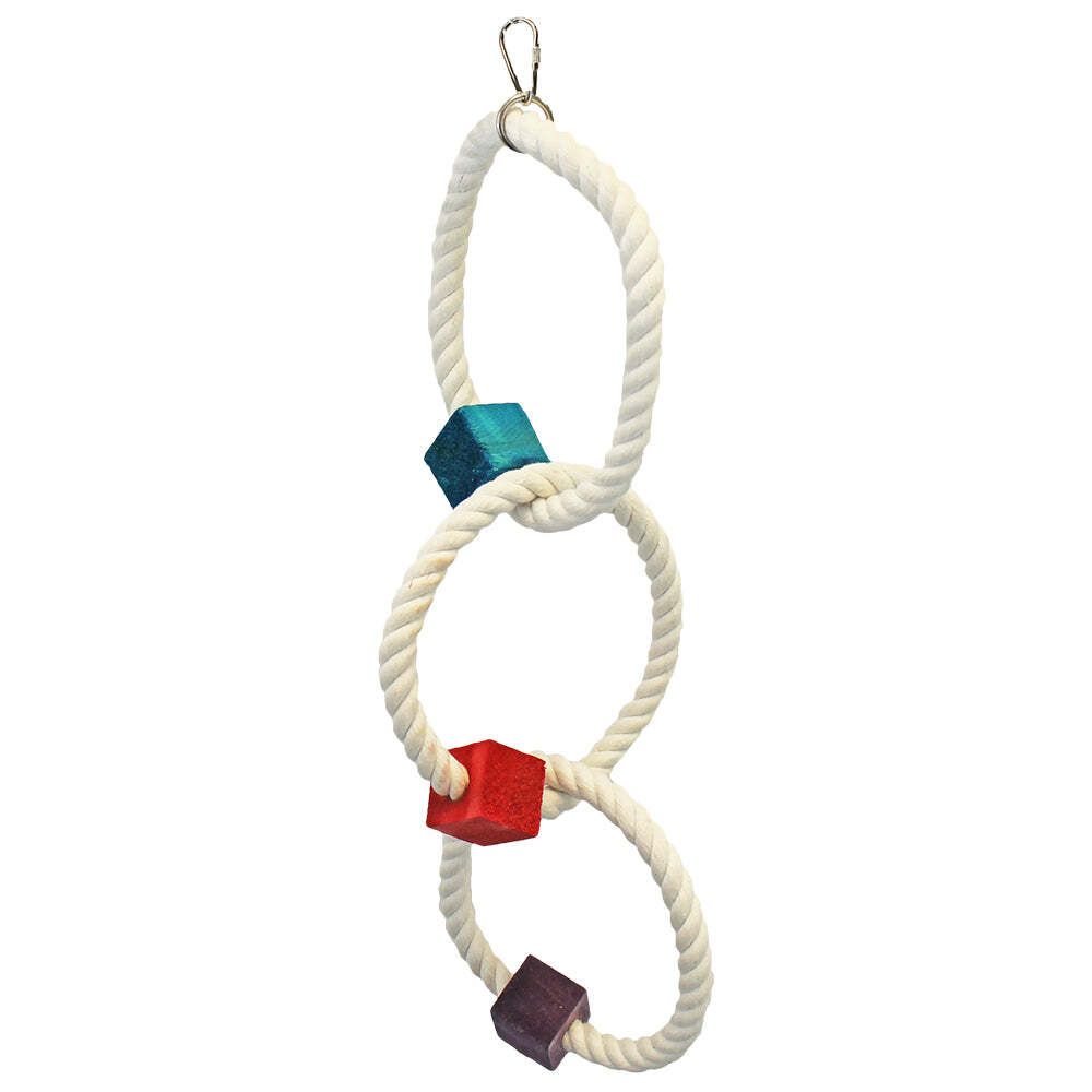 Tri-Hoop - Hanging Round Multi-Level Rope Perch Swing Cage Accessory Toy