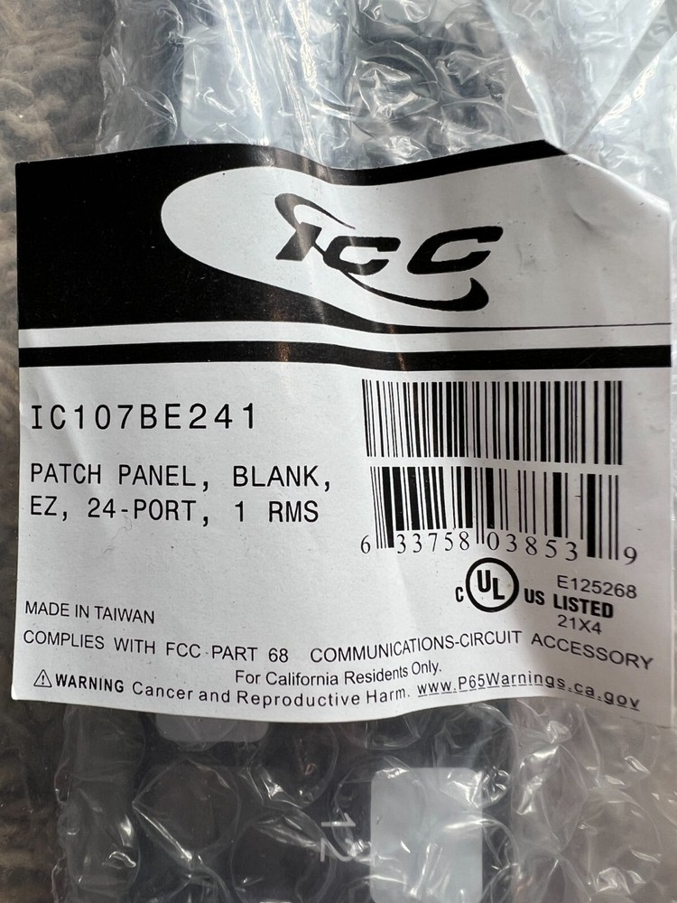 ICC Patch Panel Blank EZ 24 Port 1RMS