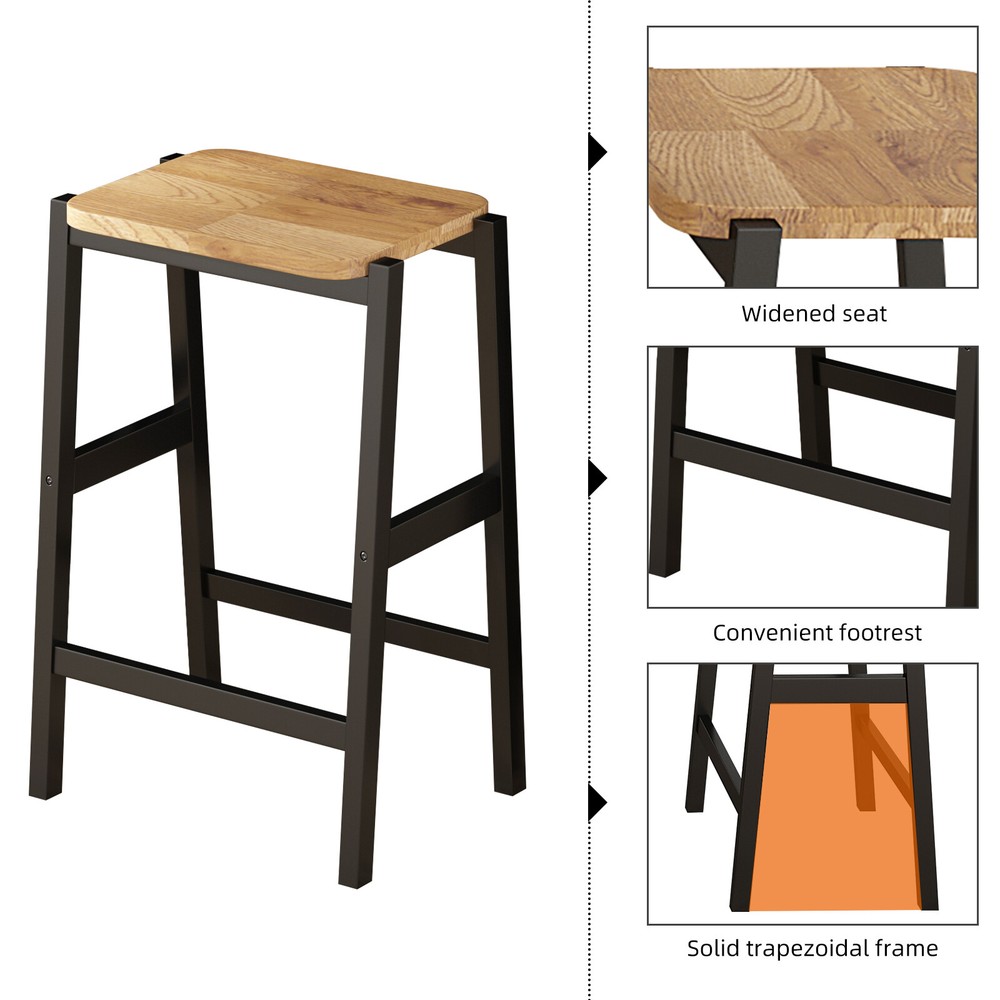 3PCS Dining Table Set Rustic Retro Breakfast Table Dining Stools with 2 Shelves