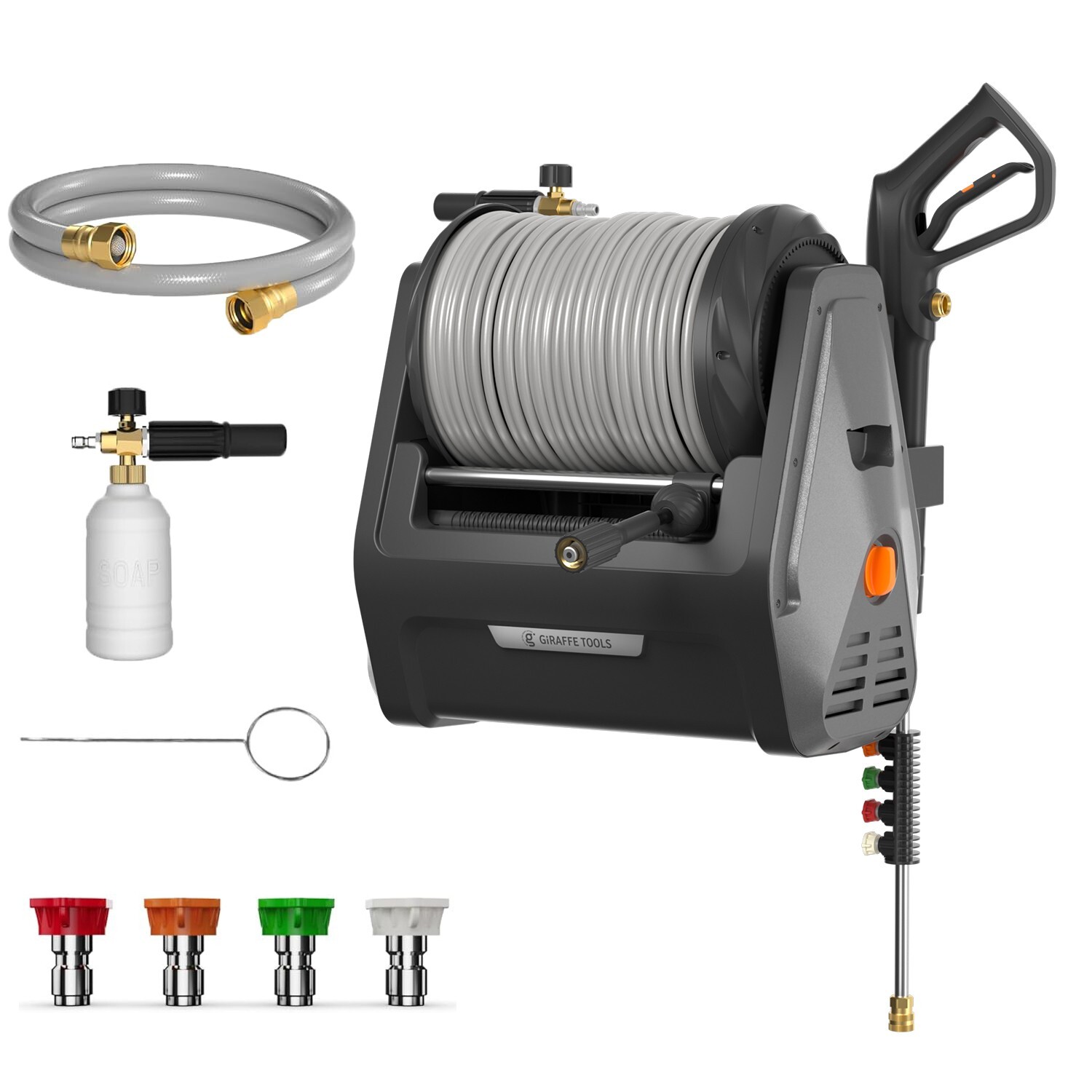 Electric Pressure Washer Wall Mount Max 2900 PSI, Ultra-Soft Hose 100FT, Plus+