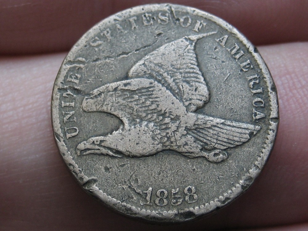 1858 Flying Eagle Penny Cent, Small Letters, VF Details