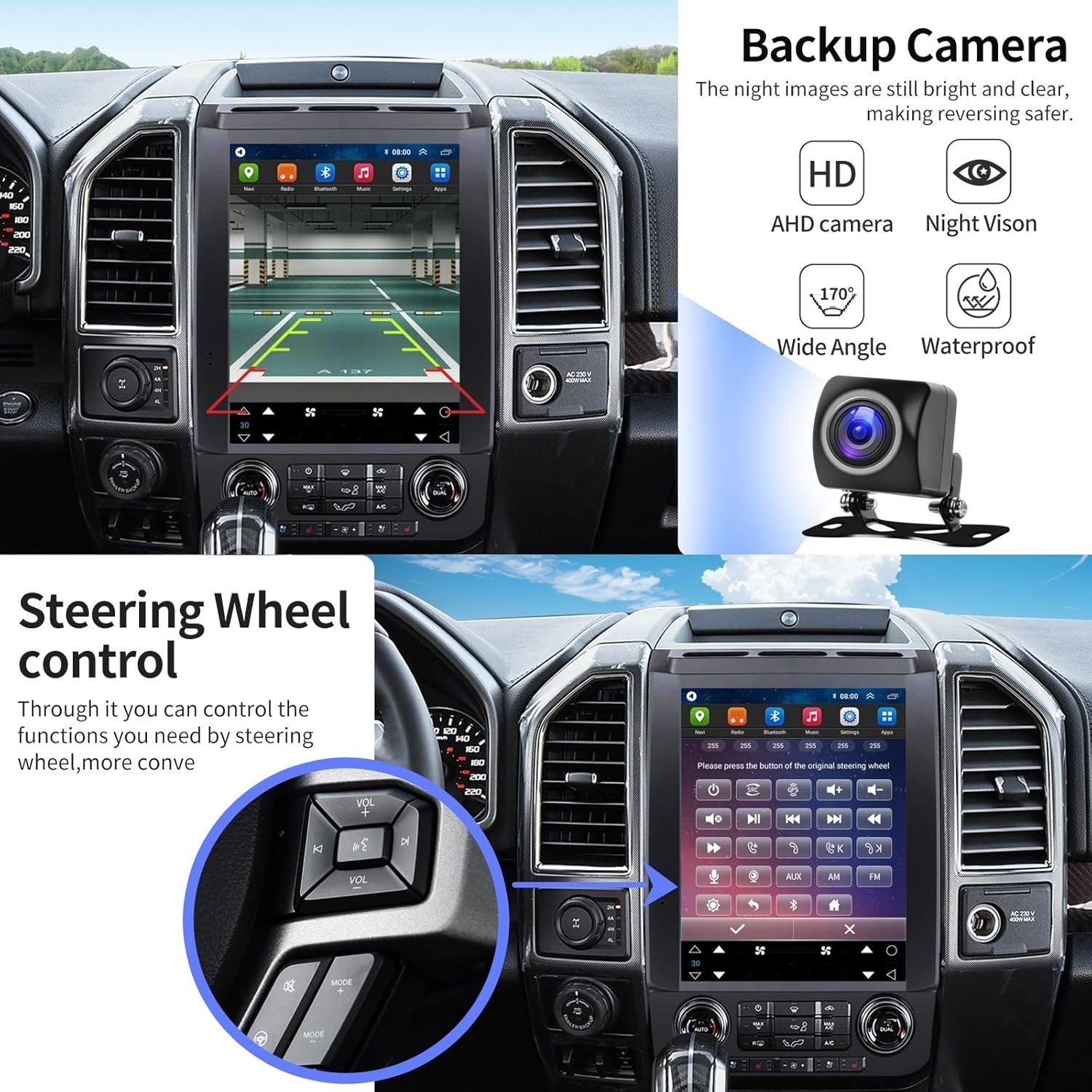 8-Core for Ford F150 2015-2021 Android 13 Car Radio 12.1'' Tesla Style 4+64GB