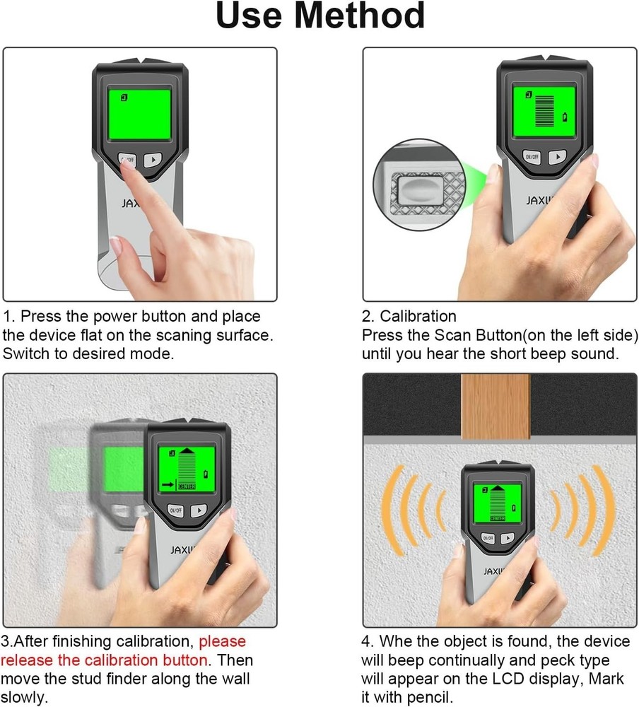 Advanced Stud Finder - 5 Scan Modes & High-Visibility LCD for Safe DIY Projects