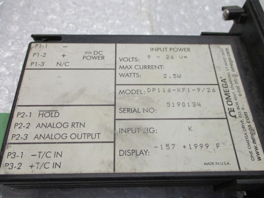 OMEGA DP116-KF1-9/26 PANEL METER NSNP