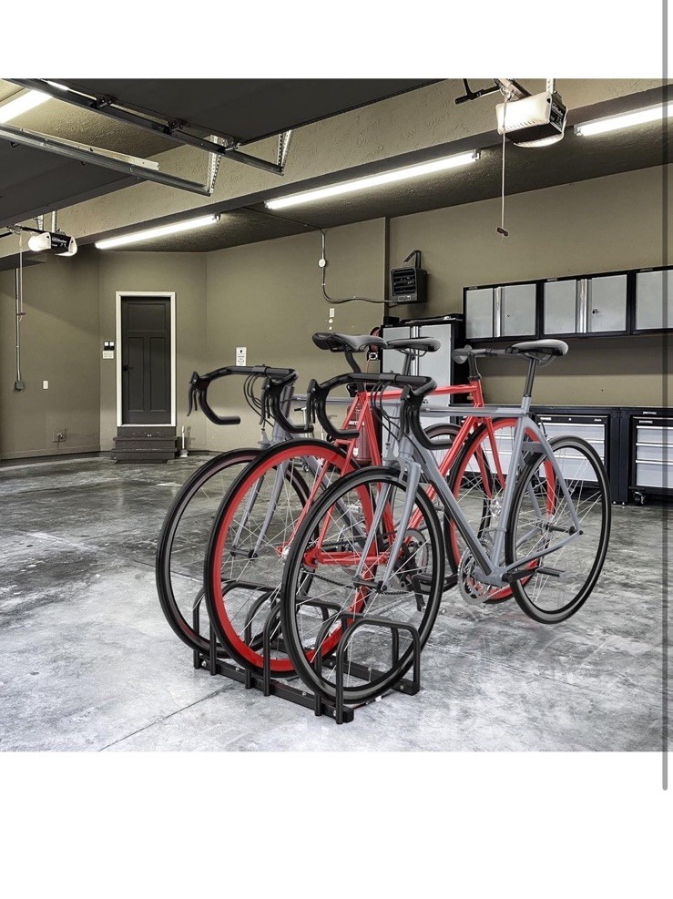 WALMANN 3 Bikes Floor Bike Stand, Bike Parking Rack Garage Bike Storage Stand