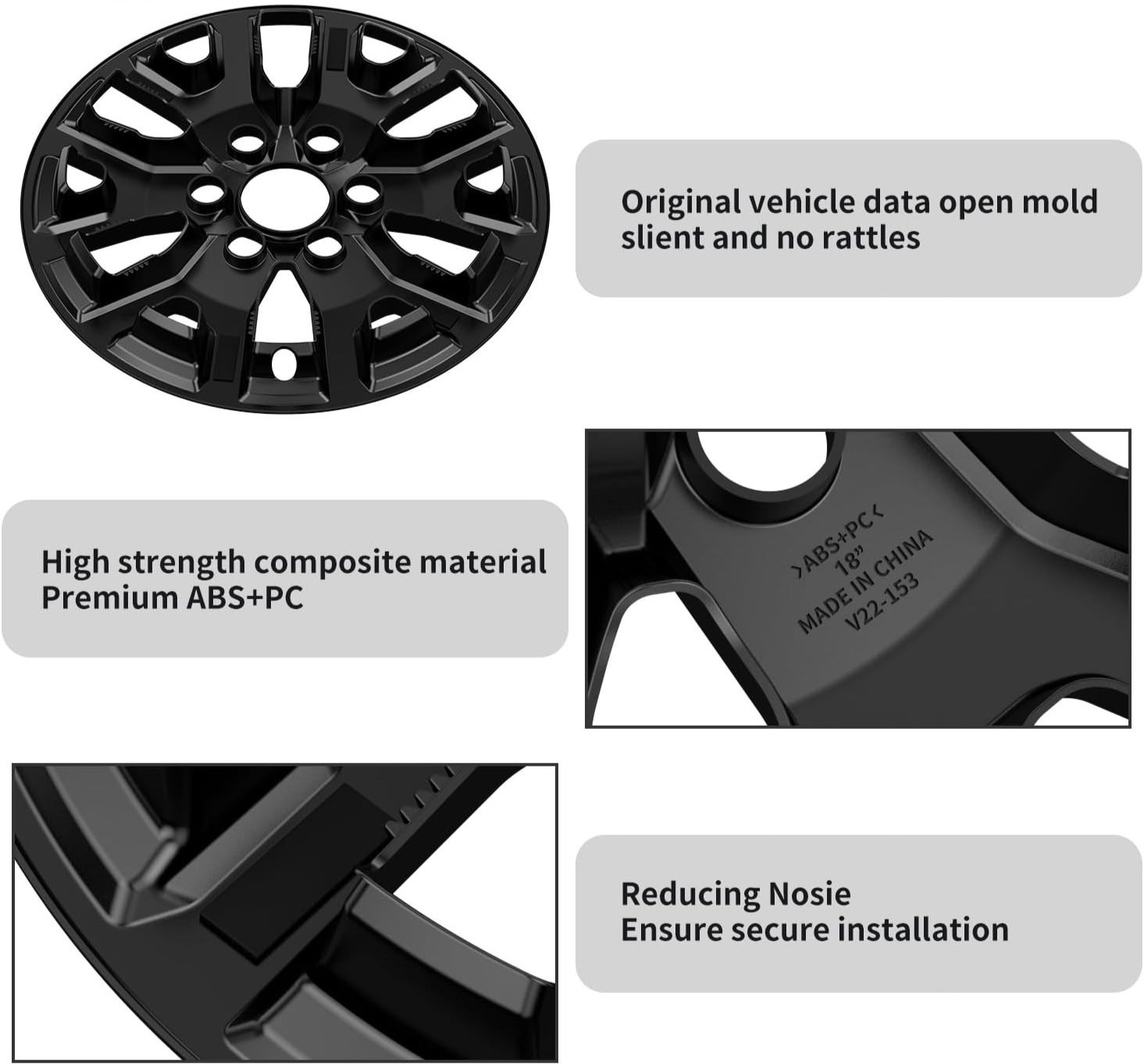 Wheel Skins For 2024-2025 Toyota Tacoma;17 inch Wheel Covers;Set Of 4 Packs