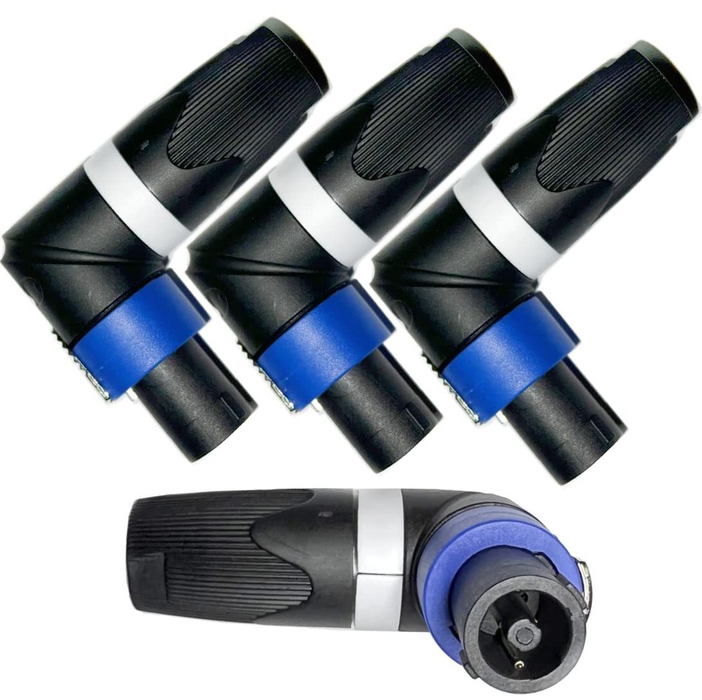 Elbow Right Angle Speakon Cable Adapter Connectors 4 Pole L-Shape High-Load S...