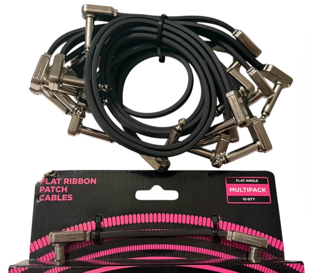 Ernie Ball Flat Ribbon Patch Cables Pedalboard Multi-Pack Black