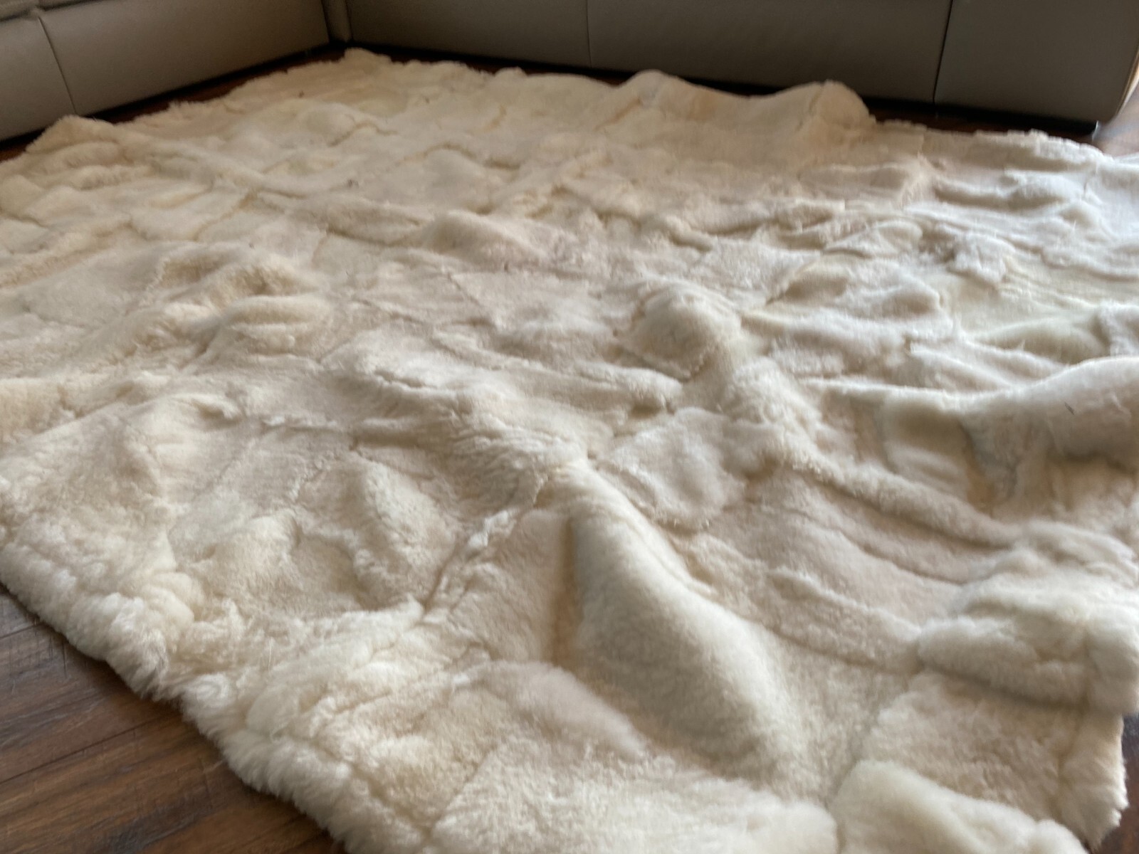 Double Bed Cover Sofa Blanket TOSCANA Wool Shearling Sheepskin Rug 160x200cm