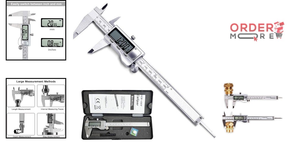 Precision Digital Caliper - Stainless Steel Measuring Tool with LCD Screen