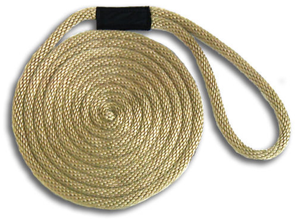 5/8" x 20' Solid Braid Dock Lines - Light Jute (Beige) - Made in USA