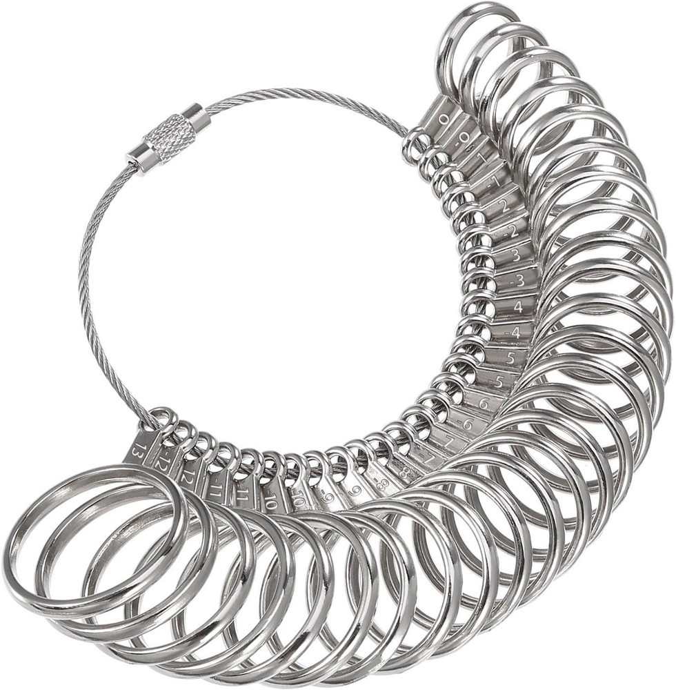 Mudder Stainless Steel Ring Gauges Finger Sizer Professional Measuring Silver