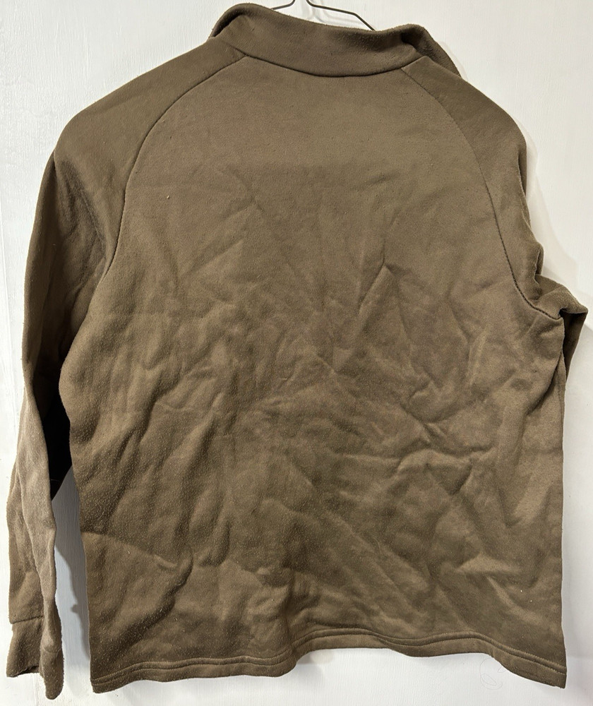 US Military Cold Weather Polypro 1/4 Zip Undershirt Brown Pullover Size Large