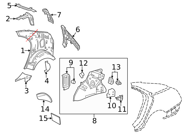 Genuine GM Driver Side Quarter Inner Panel Brace 23257000