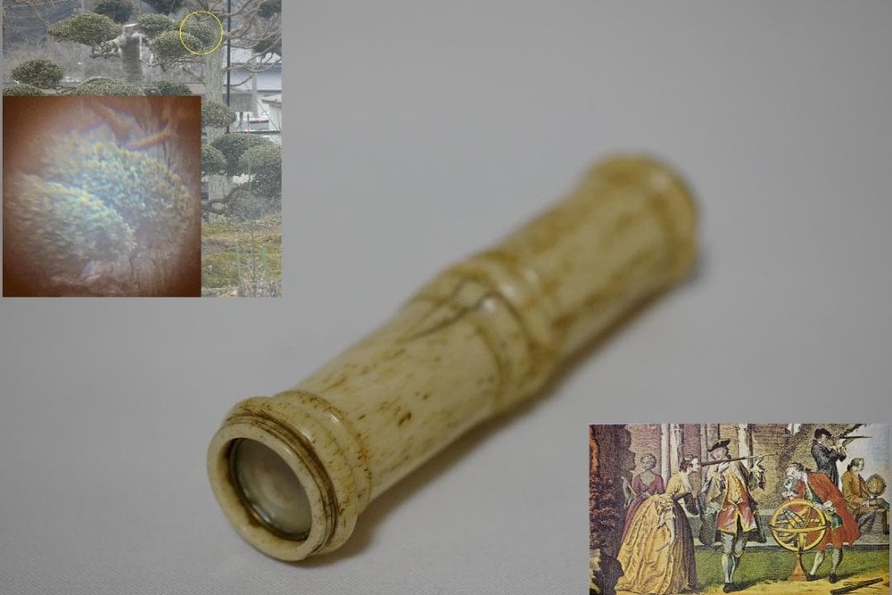 Antique 17th C Bone Optical Instrument Set Microscope Telescope c1700