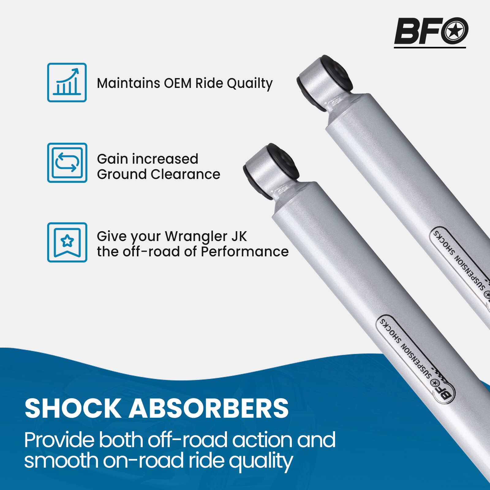 BFO 2.5" Lift Kit W/ Shock Absorbers for Jeep Wrangler JK Unlimited 4DR 2007-18