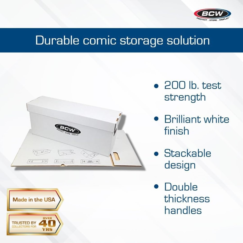 Comic Book New Storage Box LONG 1 BCW Holds 200-225 Stackable Free US Shipping