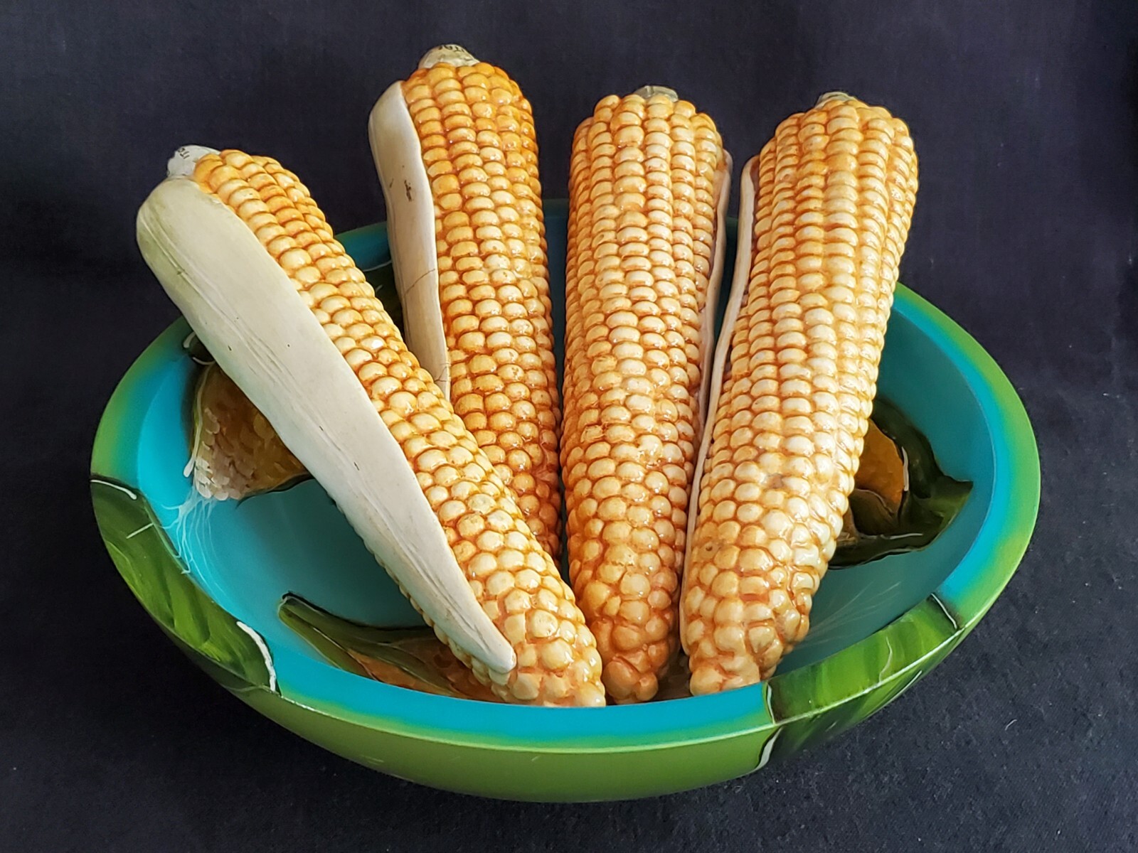 VTG MCM Signed ZACCAGNINI Majolica Italy Ceramic Sculpture Ear of Corn 10"