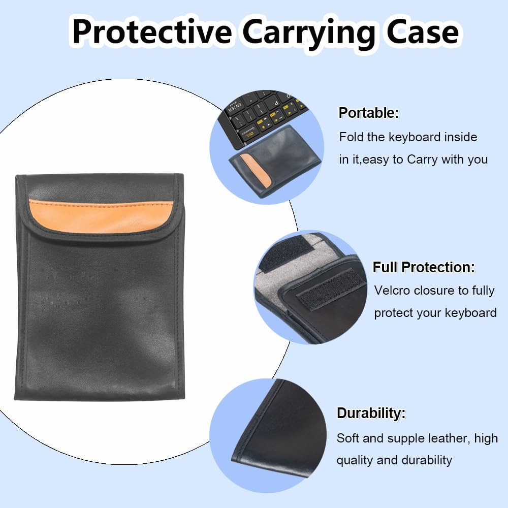Foldable Bluetooth Keyboard Rechargeable Full Size Ultra Slim Storage Bag