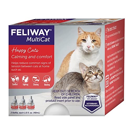 FELIWAY® MultiCat 3 x 30 Day Cat Calming Refills for Pheromone Diffuser, 3 x