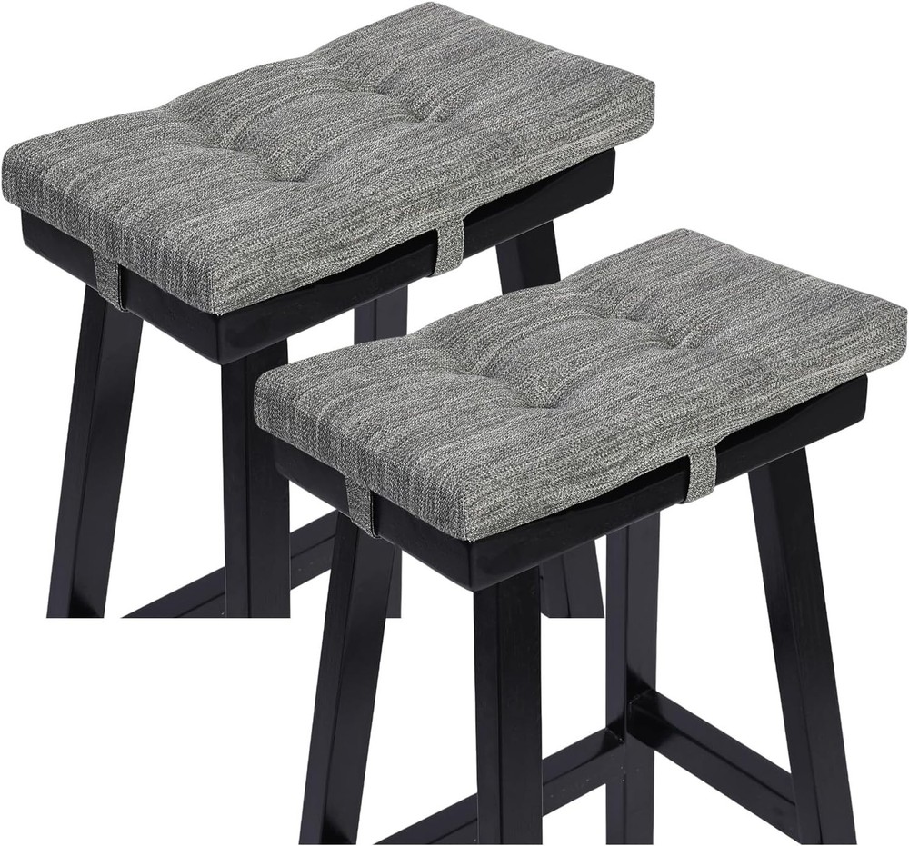 Set of 2 Memory Foam Stool Cushion Rectangular Dual-Layer Design Saddle Stool