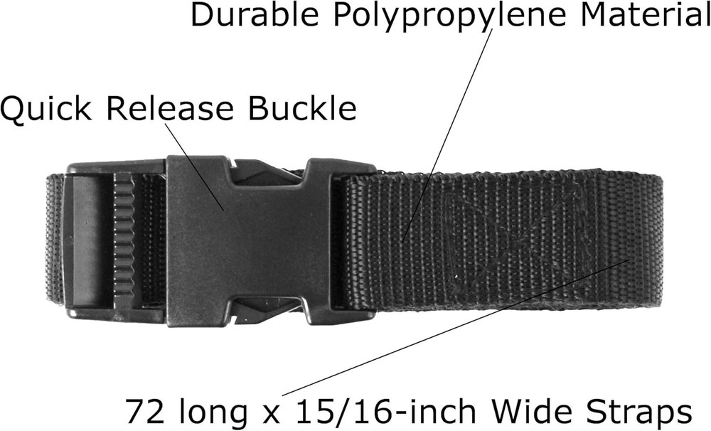 Utility Strap with Quick-Release Buckle, Black, 6-Pack, Black 72-Inch