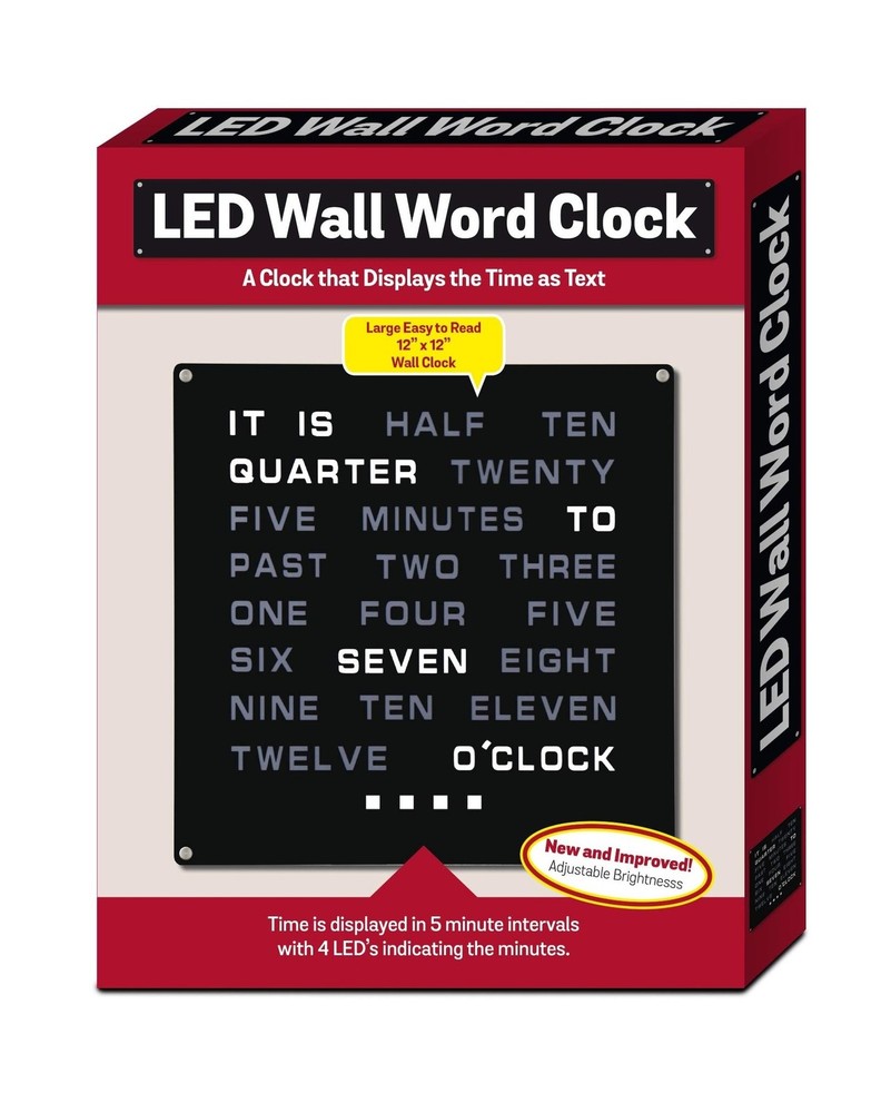 Tech Tools LED Word Clock - Displays Time as Text - Powered by AC Adapter (12...