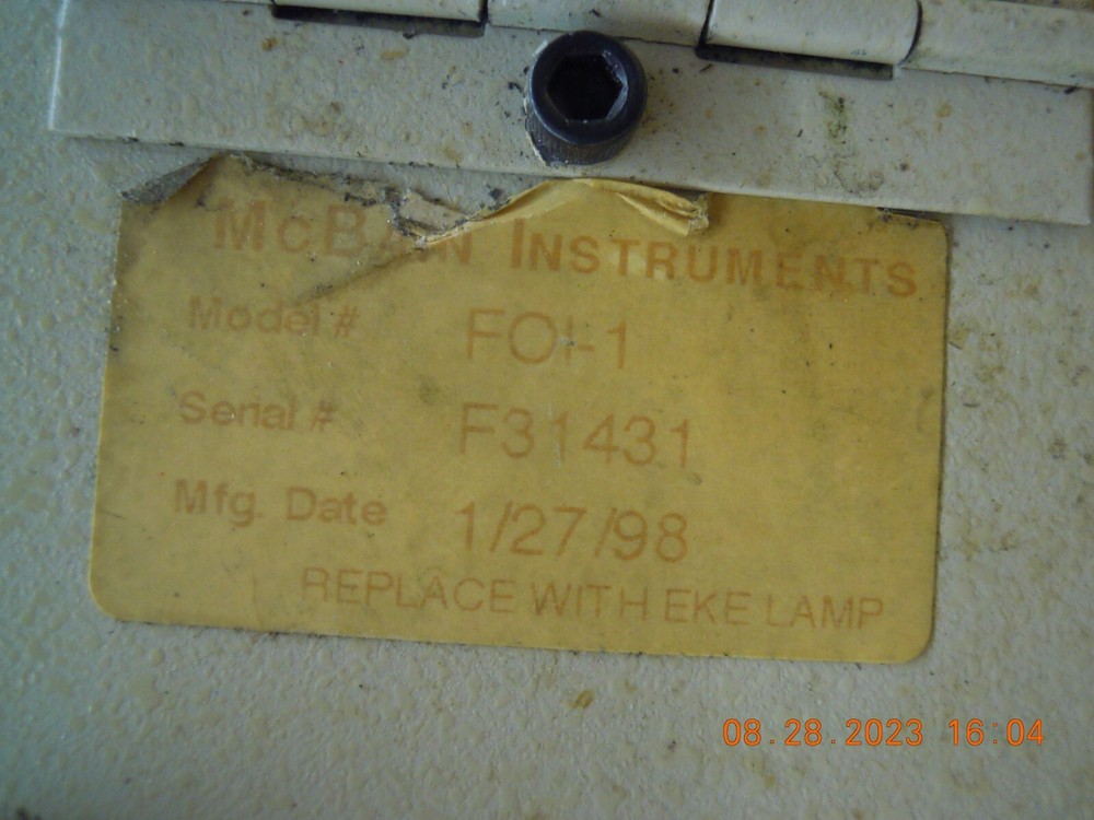 McBAIN INSTRUMENTS FOI-1 Fiber Optic Halogen Illuminator #A33