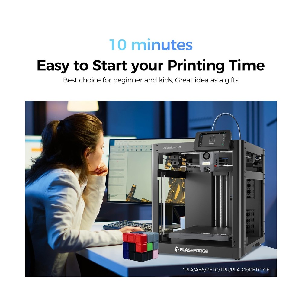 FLASHFORGE Adventurer 5M 3D Printer, 600mm/s Max High-Speed FDM 3D Printers w...