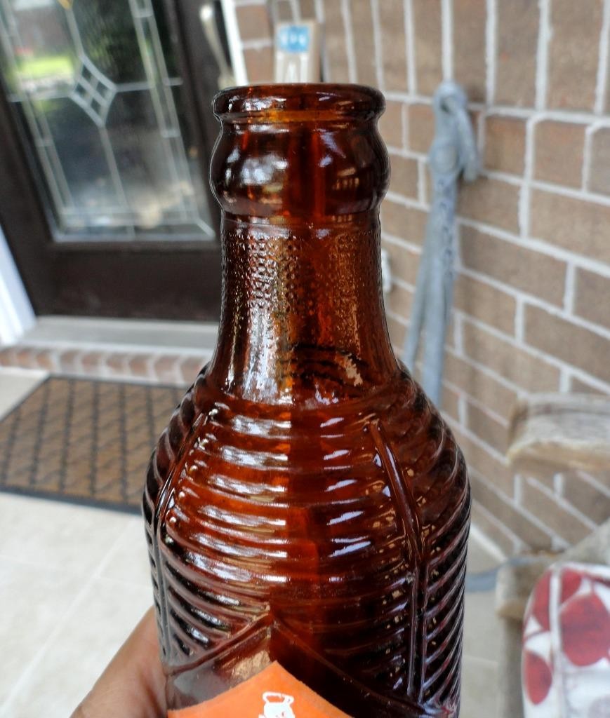 early Orange Crush BEEHIVE Ribbed AMBER Soda Bottle BIRMINGHAM, ALABAMA ALA