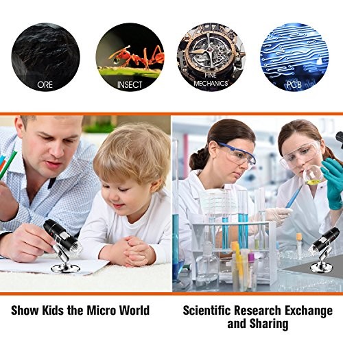 USB Digital Microscope, Handheld 40X-1000X Magnification Endoscope, 8 LED