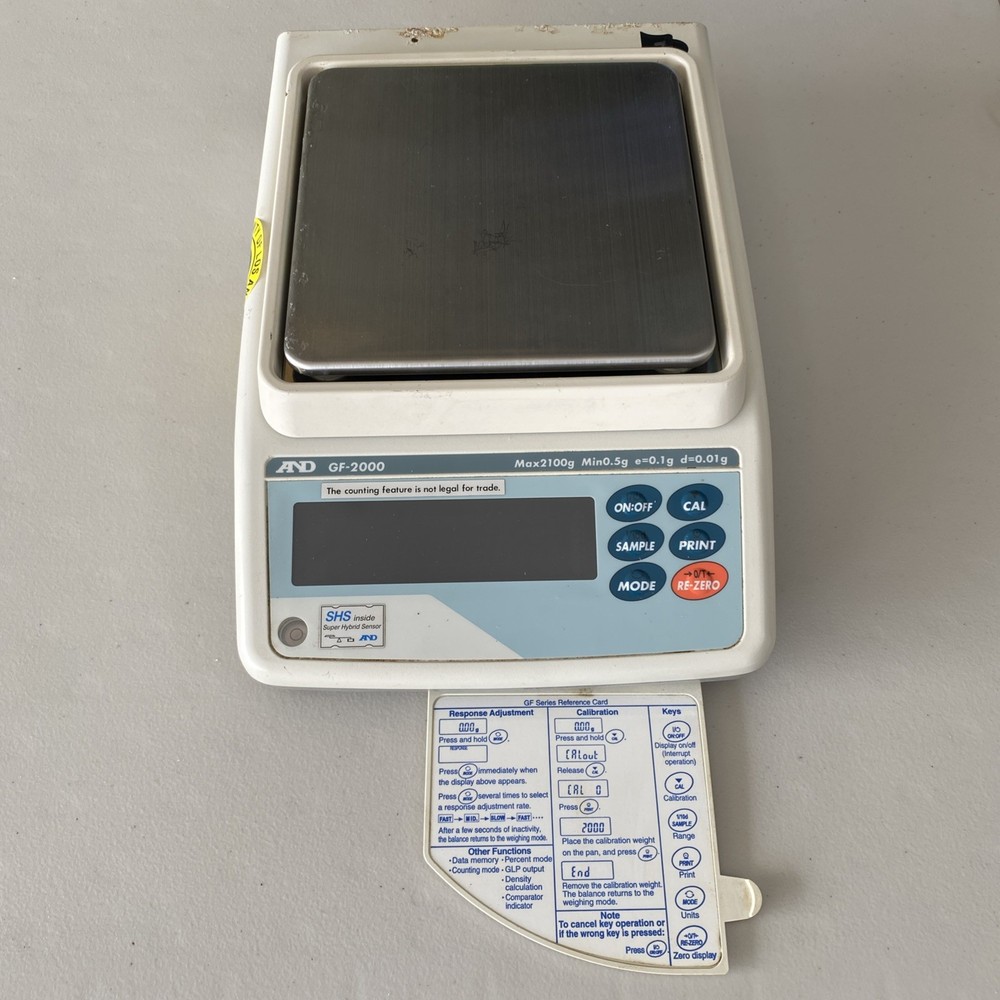 A&D GF-2000 Precision Lab Balance Compact Bench Scale Max 2100 g