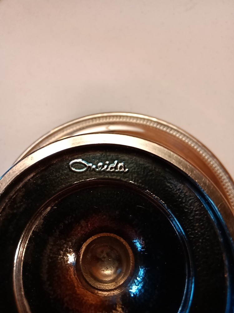 Vintage Jefferson Oneida Silverplate Compote Beaded Edge Trim With Original Box