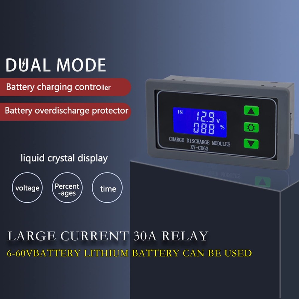 DC 6V-60V Low Voltage Protector Disconnect Switch Module with LCD Grey