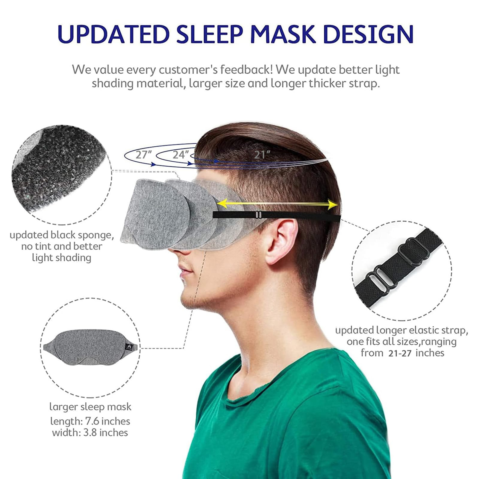 Mavogel Cotton Sleep Mask - Updated Design Light Blocking Sleep Eye Mask, Sof...