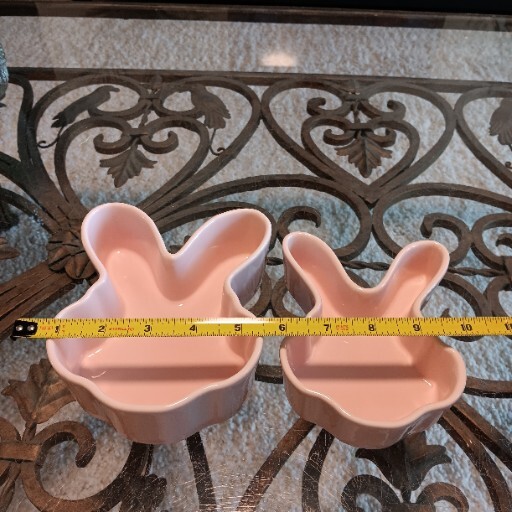 Ciroa Easter Parade Porcelain Pink Bunny Two Nesting Bowls Spring