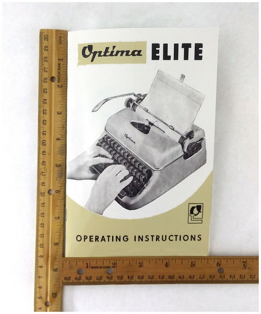 Optima Elite Typewriter User Instruction Manual Booklet
