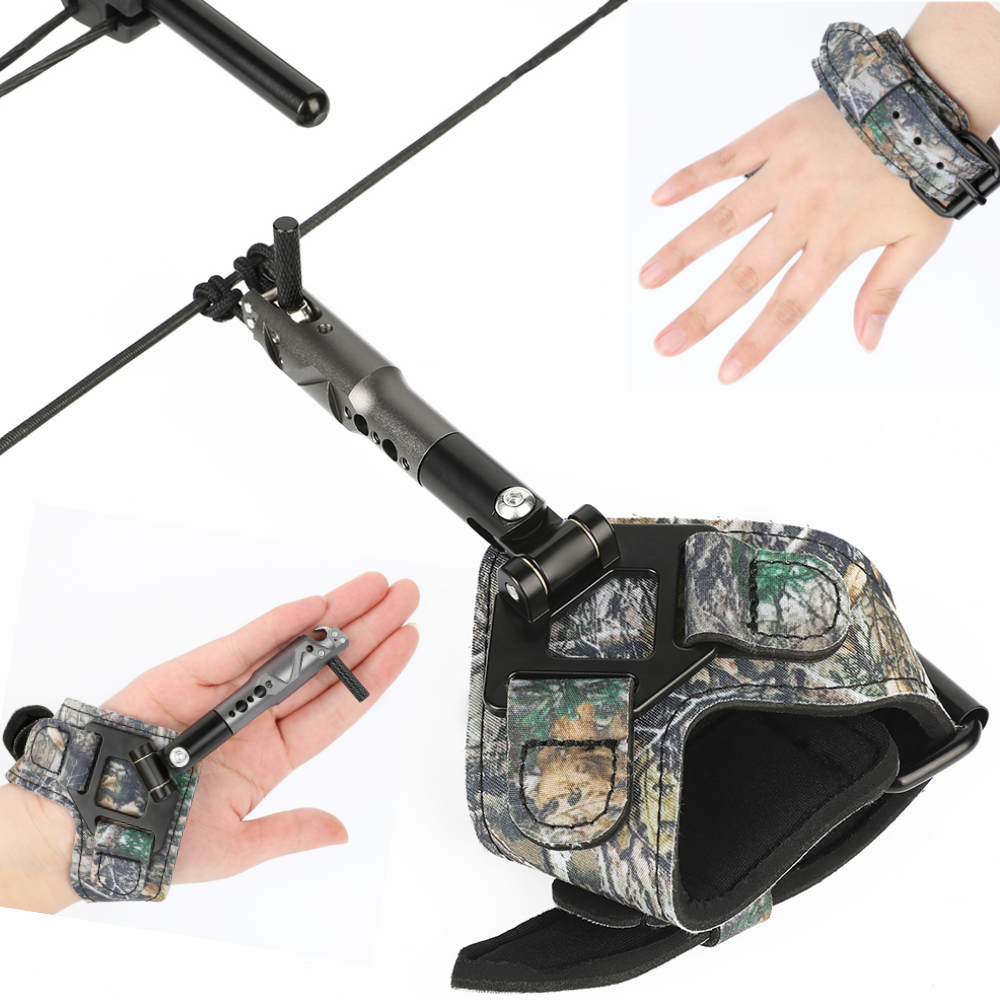 Compound Bow Wrist Release Aids Adjustable Trigger Strap Caliper Archery Hunting