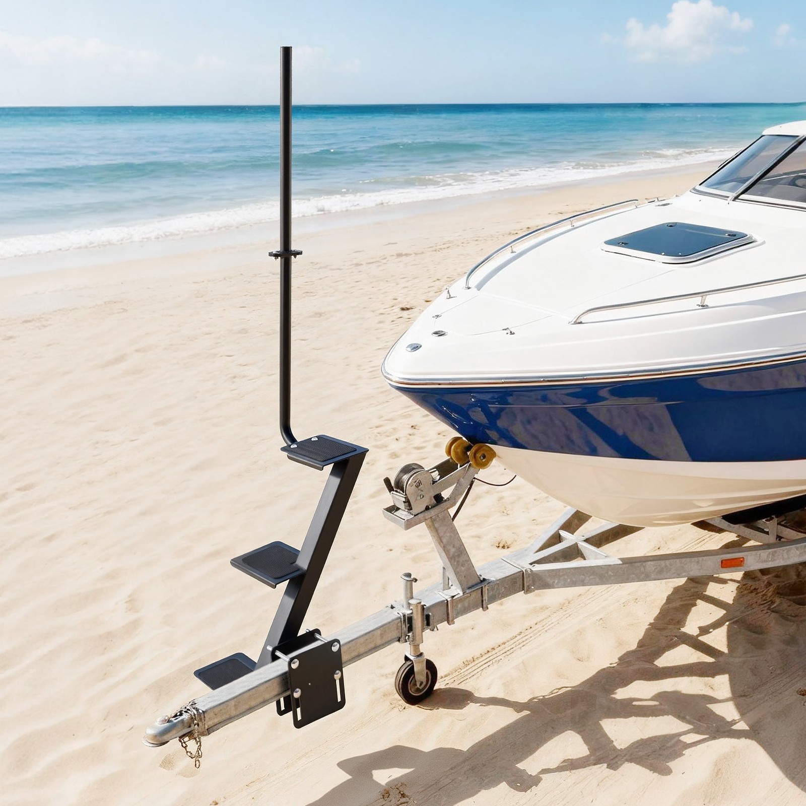 VEVOR Boat Trailer Steps Heavy Duty Boat Steps with Handle 3 Step Side Mount