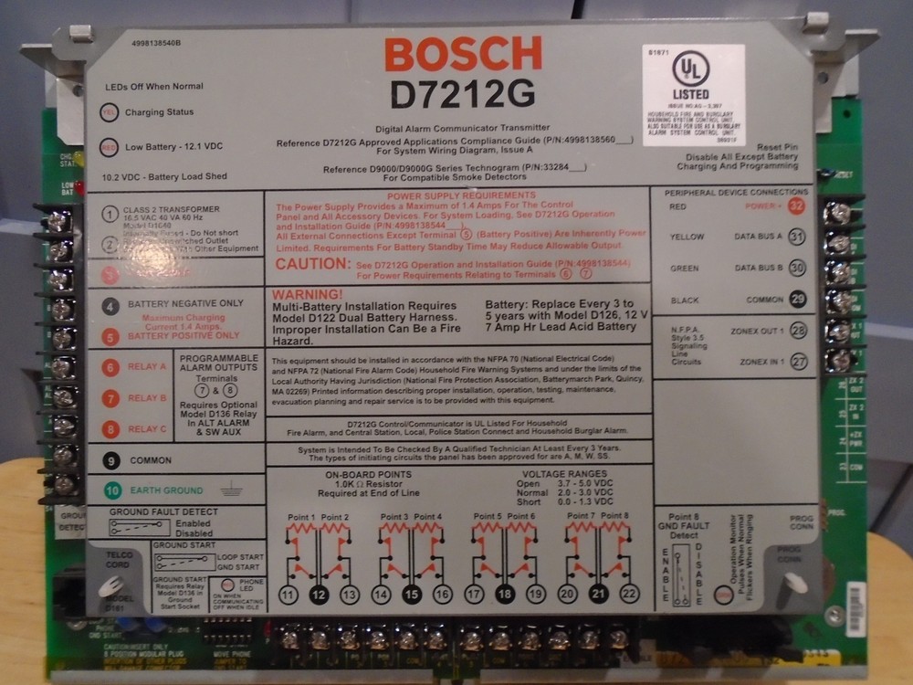 BOSCH D7212G SECURITY CONTROLLER BY RADIONICS UNTESTED selling as-is