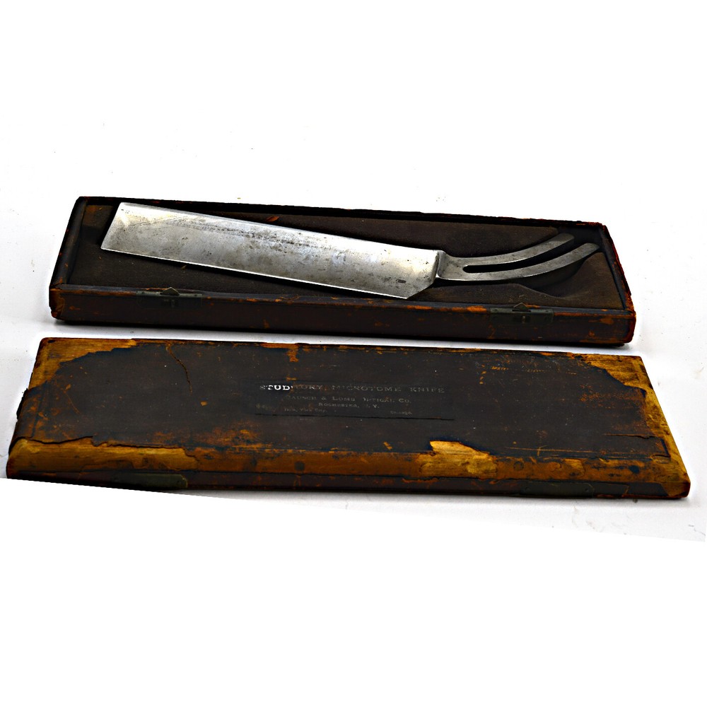 Large microtome knife tissue sampling for microscope incredibly sharp wood box